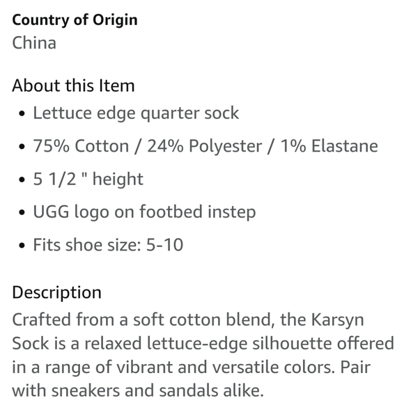 NWT Women's UGG Karysn Lettuce Edge Quarter Socks - Picture 7 of 7